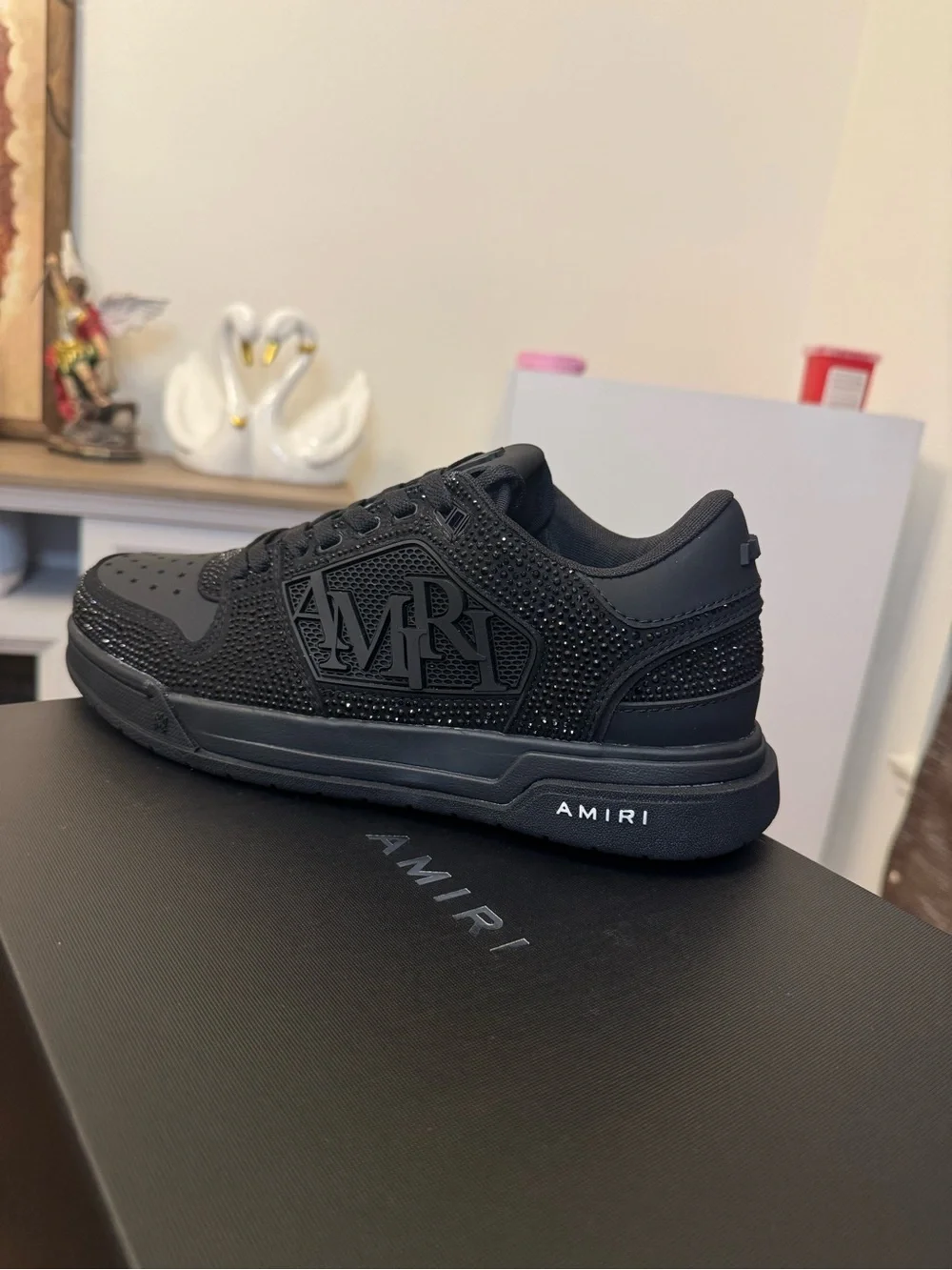 AMIRI Men's Black Crystal-Embellished Low-Top Sneakers